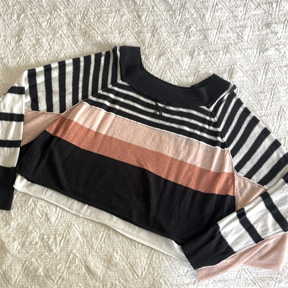 Free People Striped Color Block Sweater